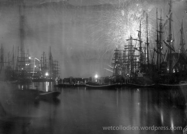 Tall Ship Races 2018; fireshow in Stavanger; wet collodion negative, 10 min. long exposing time; photography project: how people traveled in the 19th century