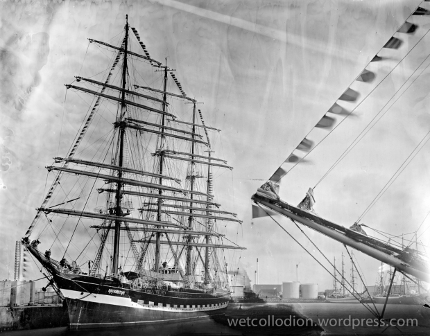 Tall Ship Races 2018; Esbjerg, Kreuzenstern sailing ship; wet collodion negative, photography project: how people traveled in the 19th century, photographer Andrzej Górski