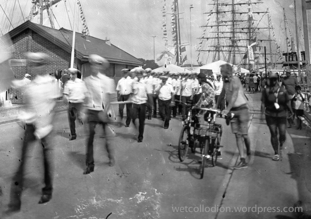 Tall Ship Races 2018; Stavanger, crew parade; wet collodion negative, photography project: how people traveled in the 19th century, photographer Andrzej Górski